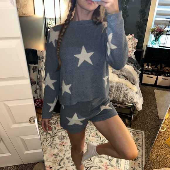 Sincerely Jules Gray and White Star Pajama Set - Picture 1 of 4